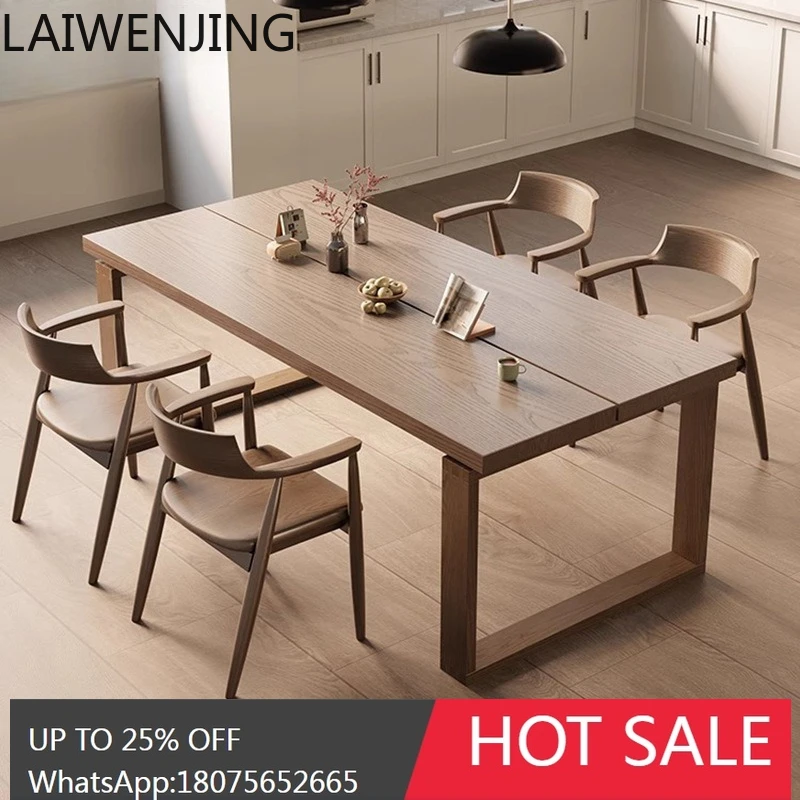 طاولة طعام SGF Nordic للاستخدام المنزلي طاولة طعام مستطيلة من الخشب الصلب بتصميم بسيط #3