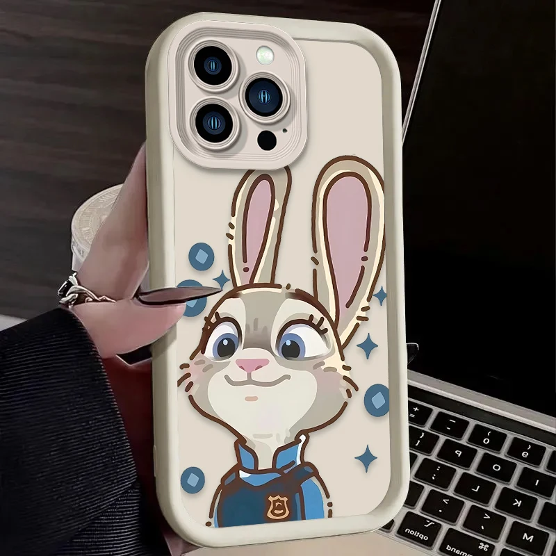 حافظة Zootopia Nick Judy لهاتف آيفون 17 Air 16 16E 15 14 13 12 11 Pro Max X XS Max XR SE 2020 SE4 7 8 غطاء طباعة مقاوم للصدمات