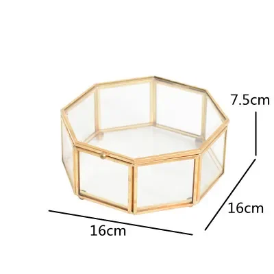 Octagonal Glass Jewelry Box Desktop Storage Cosmetic Boxes Organizer Decorative Display Jewelrys Container