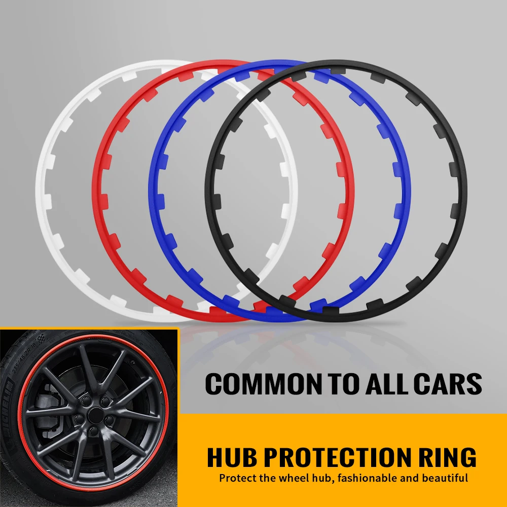 4PCS Car Wheel Hub Rim Edge Protector Ring Strip Rubber Tire Protection Decoration Accessories For Tesla Audi BMW JAGUAR SEAT DS