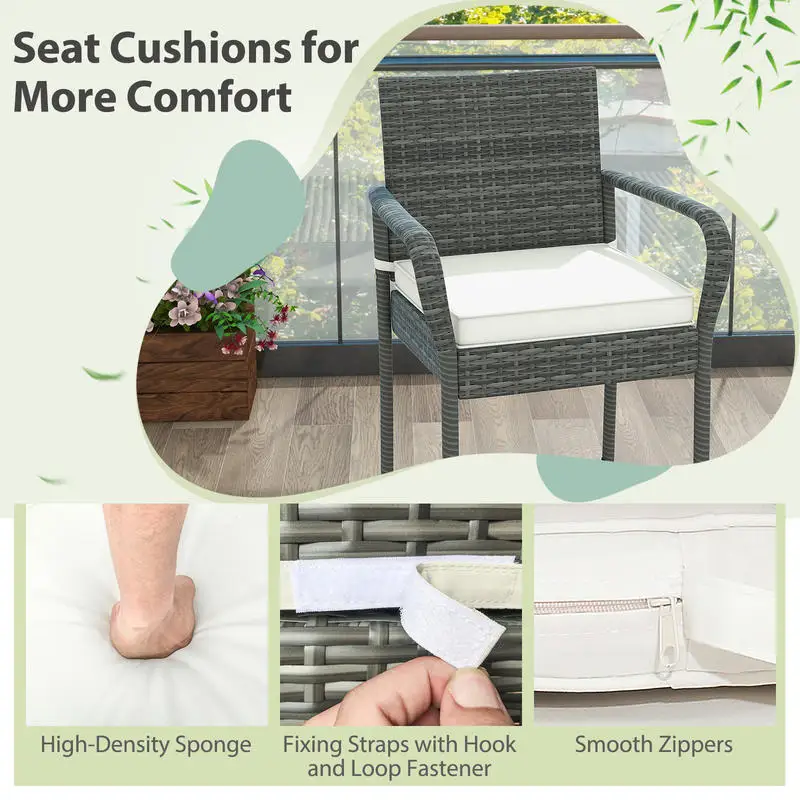 

All Weather PE Rattan Bar Chairs Set of 4 with Armrests and Seat Cushions for Porch Backyard