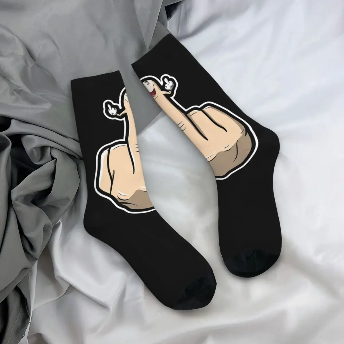 

All Seasons Crew Stockings Hand Gesture Design Middle Finger Shows Middle Fingers Socks Casual Long Socks Valentine's Day Gifts