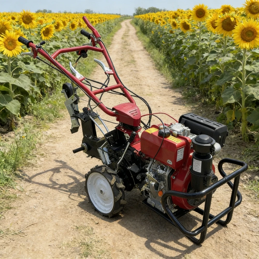 New 9HP Dual Drive High Productivity Micro Tiller Cultivator Onion/Mushrooms Planting Weeding/Ditching/Tillage Electric