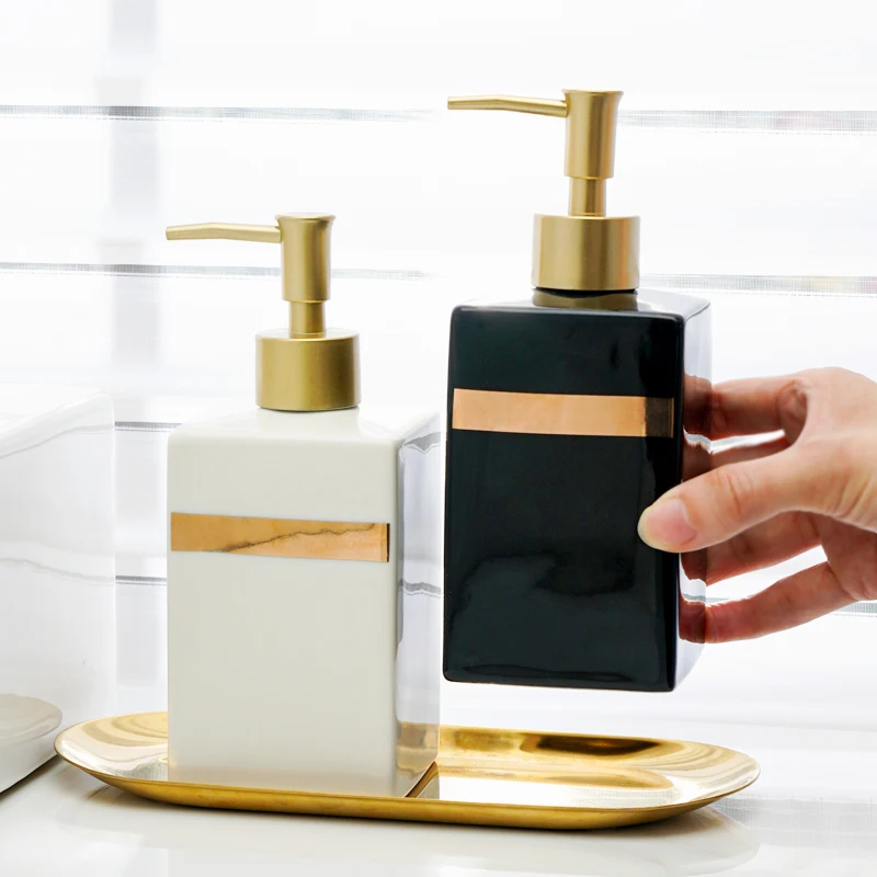 Bathroom Hand Sanitizer Soap Dispenser Gold Press Ceramic Lotion Bottle Hand Sanitizer Dispenser Bottle Bathroom Accessories