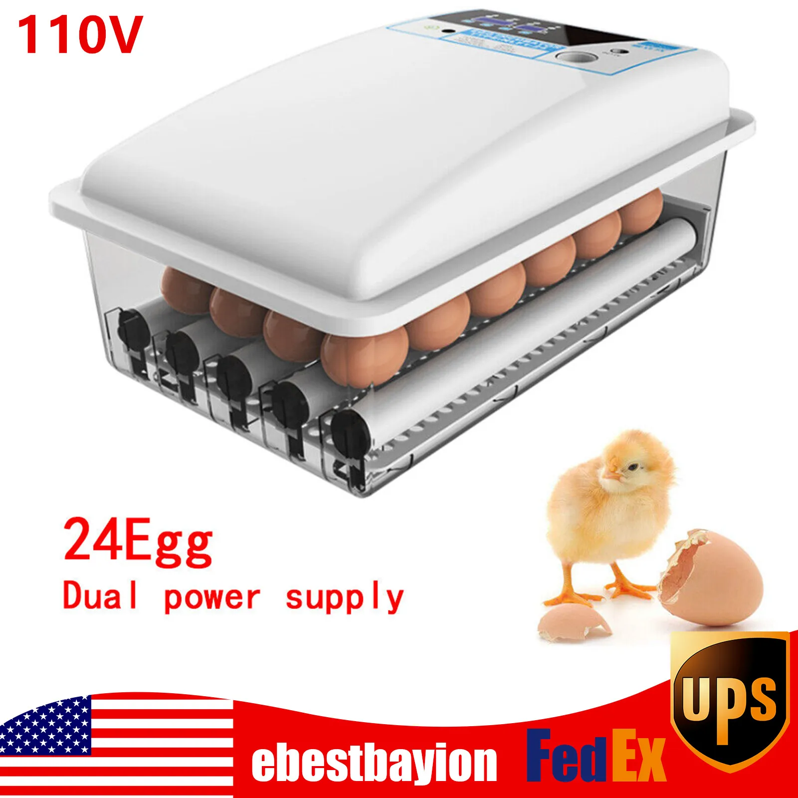 

24 Egg Digital Incubator Automatic Turning Hatch with Automatic Egg Turning and Humidity Control for Chicken Duck Quail