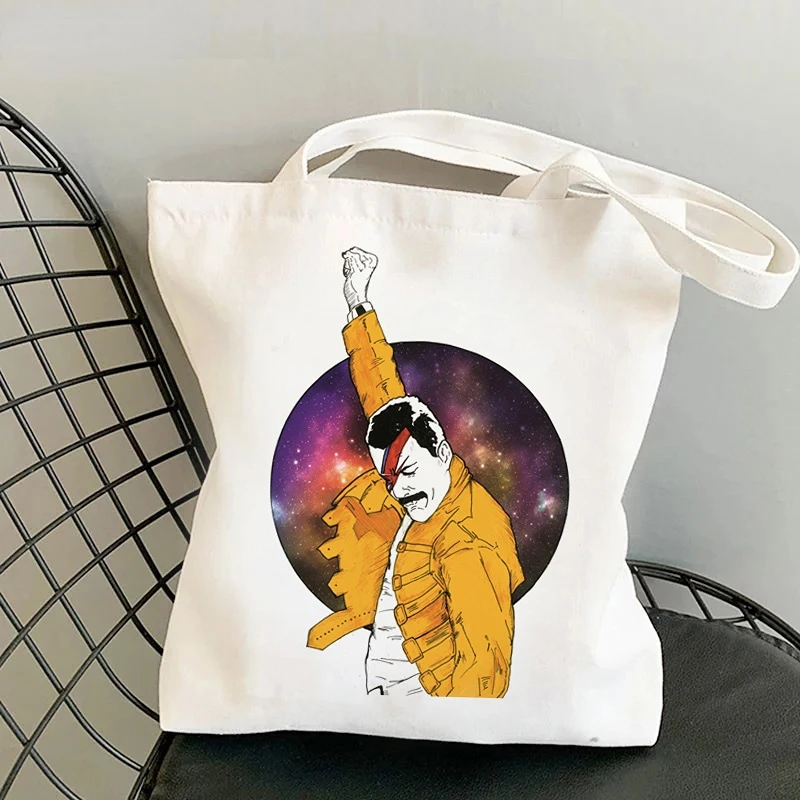 Queen Freddie Mercury Shopping Bags for Women Casual Tote Bag Eco Resuable Large-capacity Handbag  Bolsa Feminina