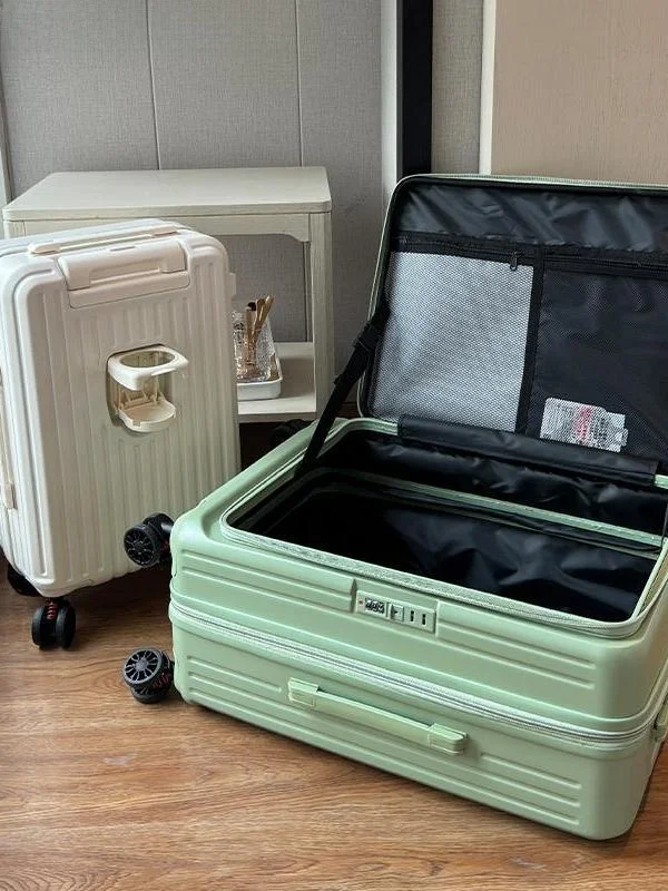 flip-cover-luggage-large-capacity-side-opening-expandable-20-inch-carry-on-wheel-suitcase-women-universal-wheel-travel-bag