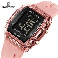 Relojes NAVIFORCE para mujer, reloj femenino con movimiento Digital LCD, moda 50m, banda de silicona resistente al agua, relojes de pulsera electrónicos deportivos