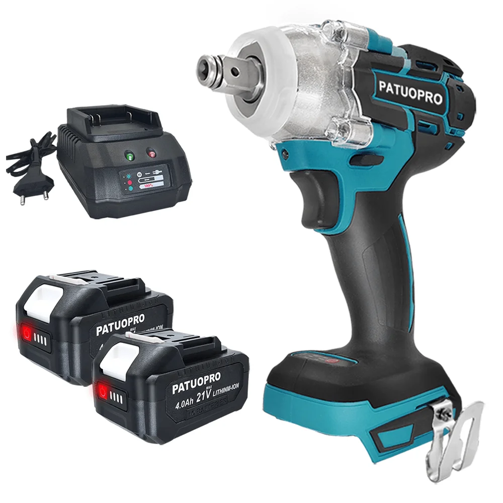 

PATUOPRO 500N.m Electric Impact Wrench 2 Speed Brushless Cordless Electric Wrench 1/2 Inch Power Tools For Makita 18V Battery