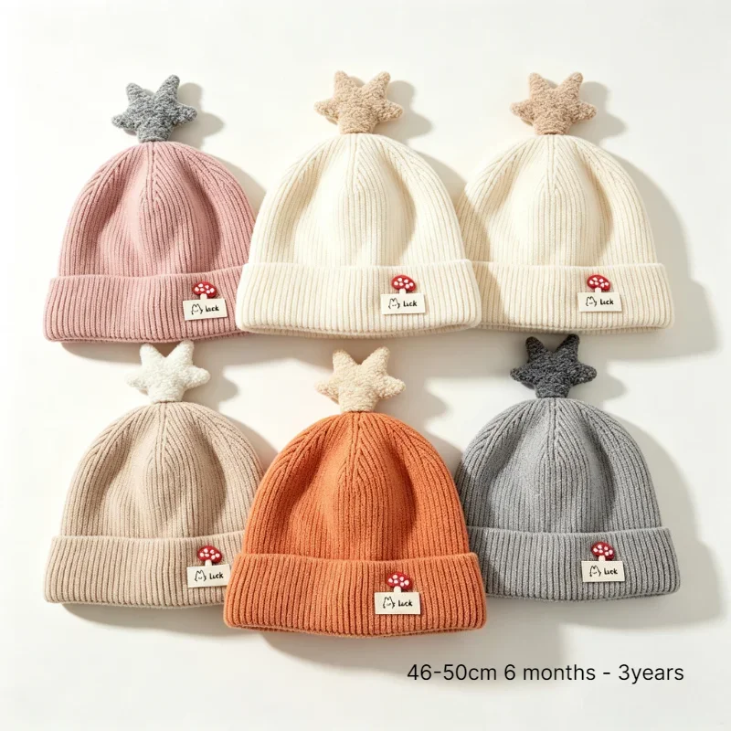 Baby Hat Winter Knitted Cap 46-50cm Antenna Windprooft Boys Hats Infant Thick Warm Cold Proof Ear Protection Girls Cap Kids Caps