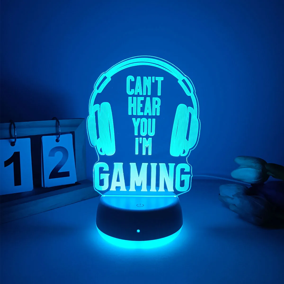 

1 шт. красочные наушники с игровой тематикой, 3D-ночник, питание от USB, подходят для спальни и гостиной, изменение цвета сенсорного переключателя.