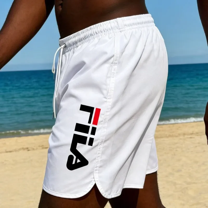 

Летние мужские быстросохнущие, дышащие и свободного кроя пляжные шорты, модные шорты для бега, фитнеса и плавания.