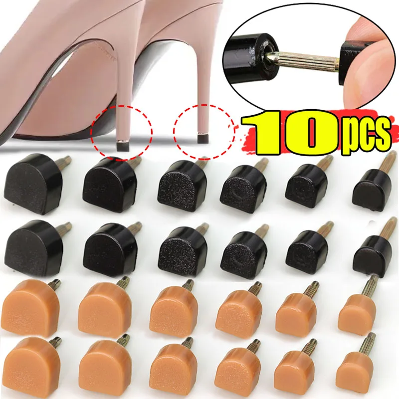 10pcs=5pairs Heel Repair Tips Pins Shoes Repair Heel Stoppers Protect Dowel Lifts Replacement 2Colors Shoes Tips Taps for Women