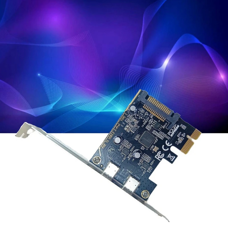 A27Q-Desktop Mainboard PCI-E To Type-C Adapter Card Dual-Port Type-C Expansion Card Using ASM1042 Host Card