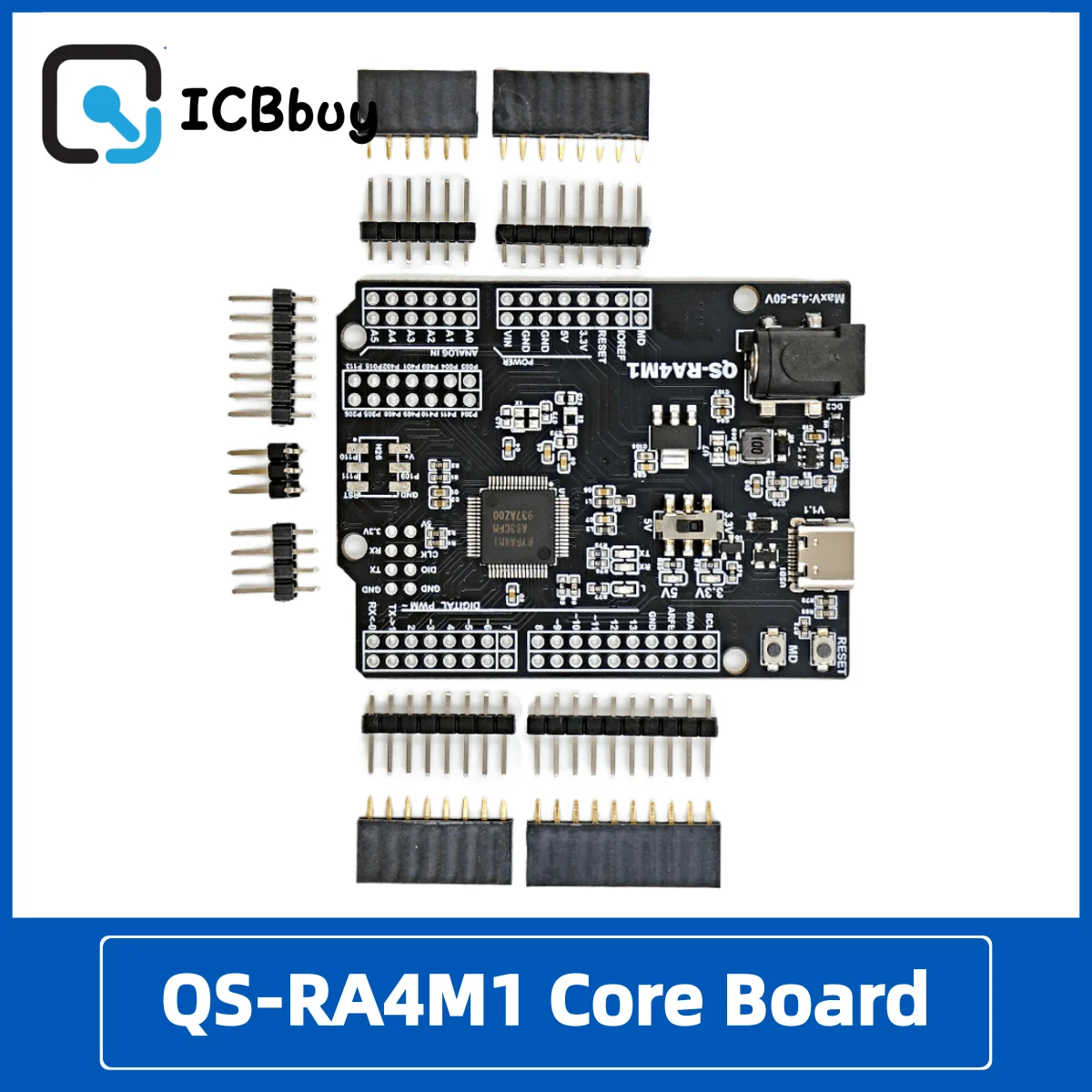 QS-RA4M1 core board Arduino IDE-Ready, 19 GPIOs, RGB LED, CAN BUS 32-bit R7FA4M1AB3CFM