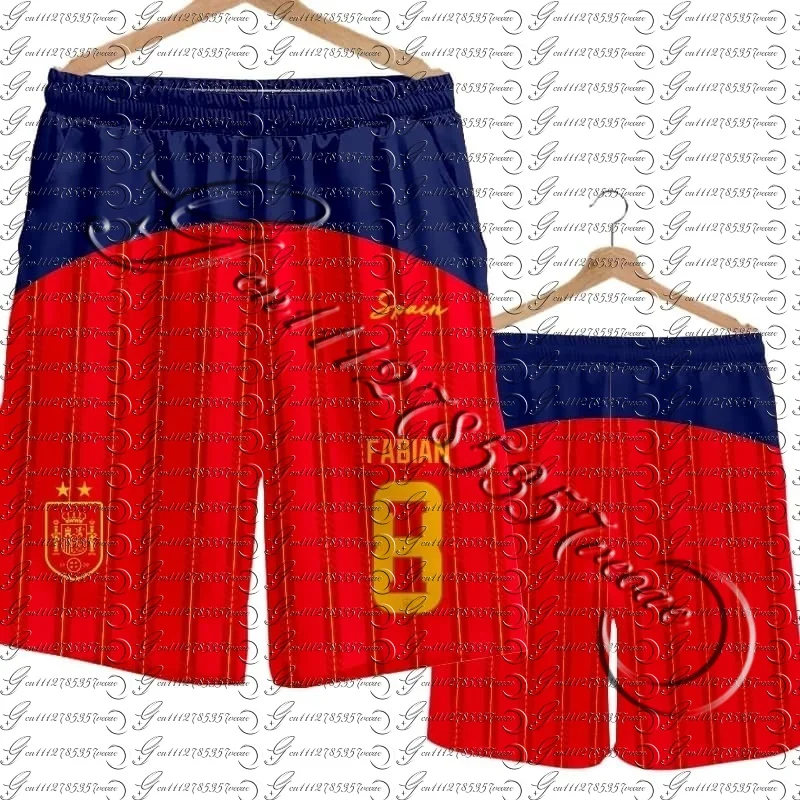 2026 Spanien Team Uniform Yamal Fußball Fan Uniform Schnelltrocknende Kurze Hosen Herren Freizeithosen Sporthosen Familien-Kinder-T-Shirts 3D – Detail 16