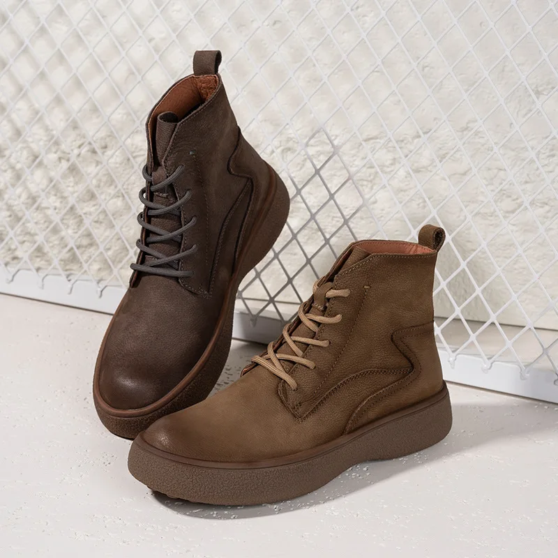 

Boots Men's 2025 Autumn/Winter New Short Boots British Retro with Velvet Warm Thick soled Men's Shoes