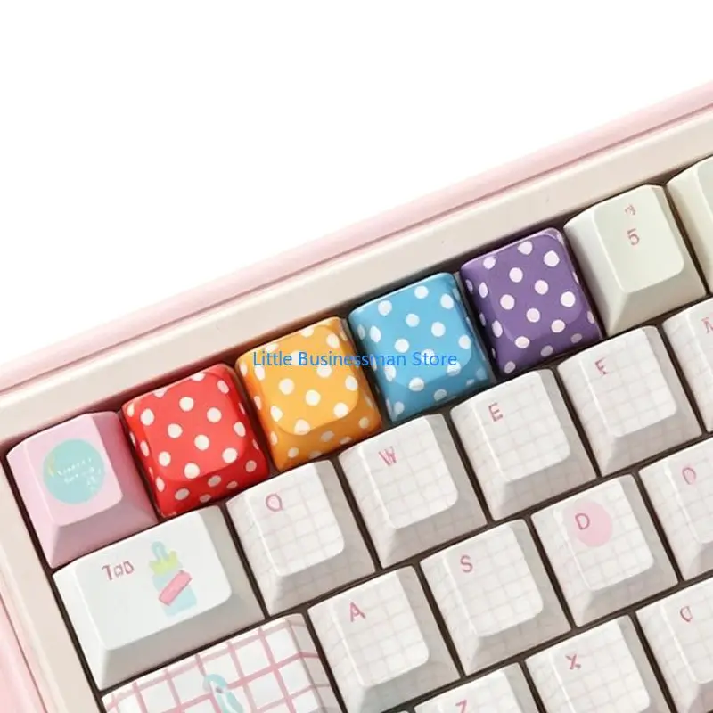 Decorative Keyboard Keycap Set for Desk Styling with Dotted Pattern Mechancial Keyboard Look Update Keycaps M76A