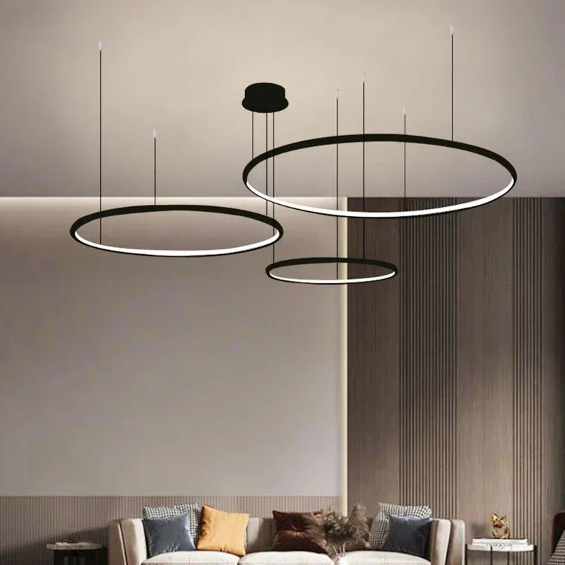 

Led Chandelier Black Rings Ceiling Mount Chandelier Lighting for Living room Dining room Kitchen Luminaires