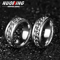 Anxiety Fidget Rings For Men Spining Titanium Stainless Steel Spinner Rotatable Chain Jewelry Men Gift Band Release Anxiety