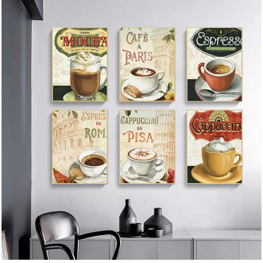 Painting Print Wall Art Picture For Living Room Coffee Poster Coffee Shop Kitchen Decoration Home Restaurant Bar Wall Canvas