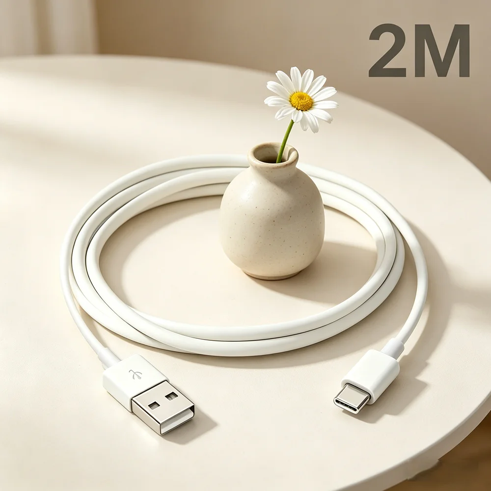 

1Pack 2 Meter USB-A to USB-C Charging Cable, Fast Charge Data Transfer Type-C Cord for Android Phone Tablet Car Charger