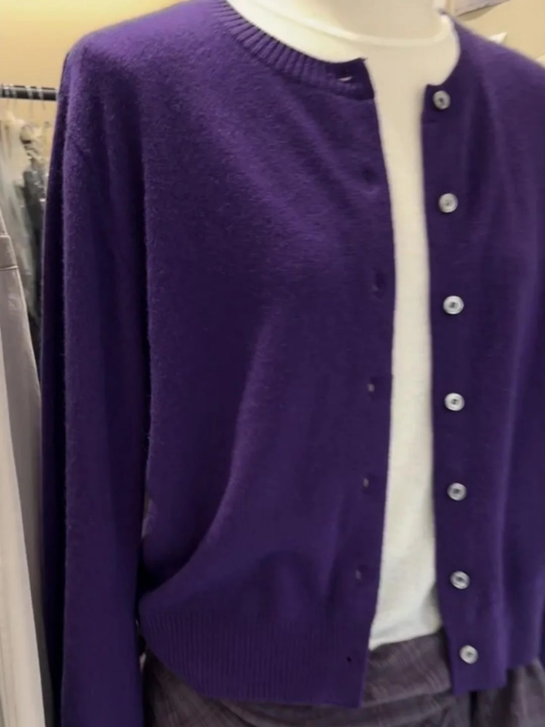 Sli Lila runder Ne-Strickpullover-Mantel für Damen, Herbst und Winter, High-End-Feeling, lässig, Faion, weich, mitteldünn, lang...