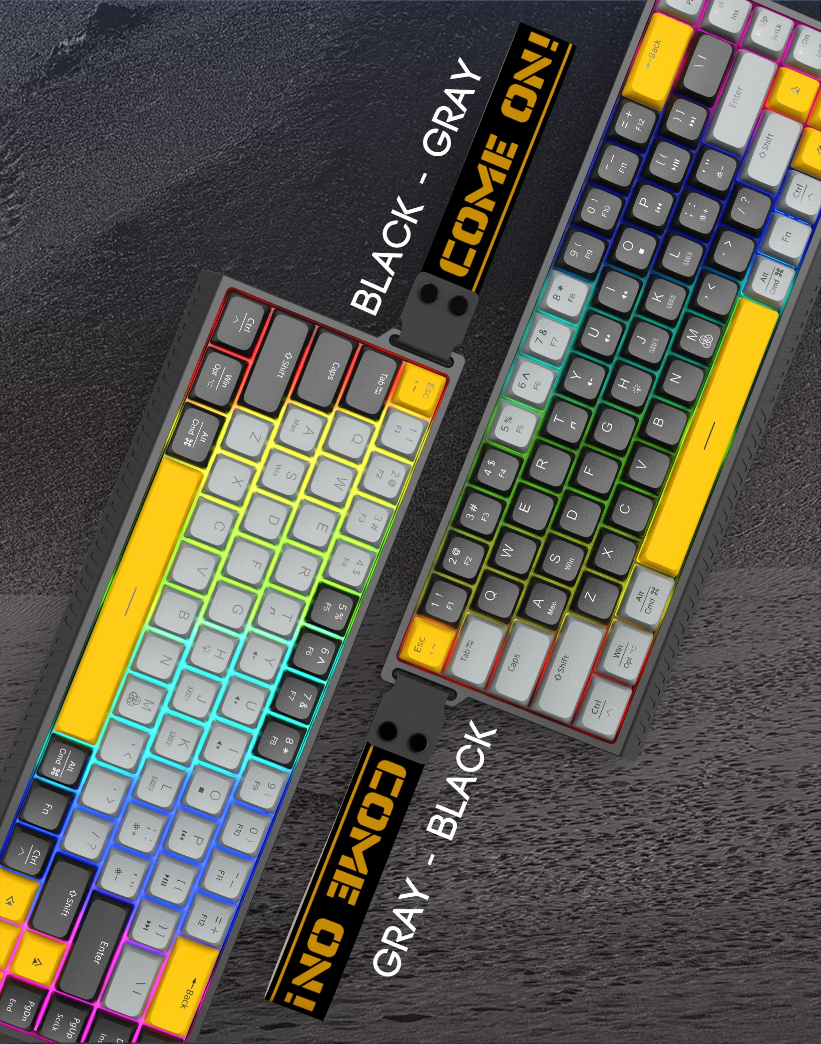 USB 유선 68키 키보드, 컬러 매칭된 짧은 키캡, 초박형 노트북 느낌, RGB 발광 키보드