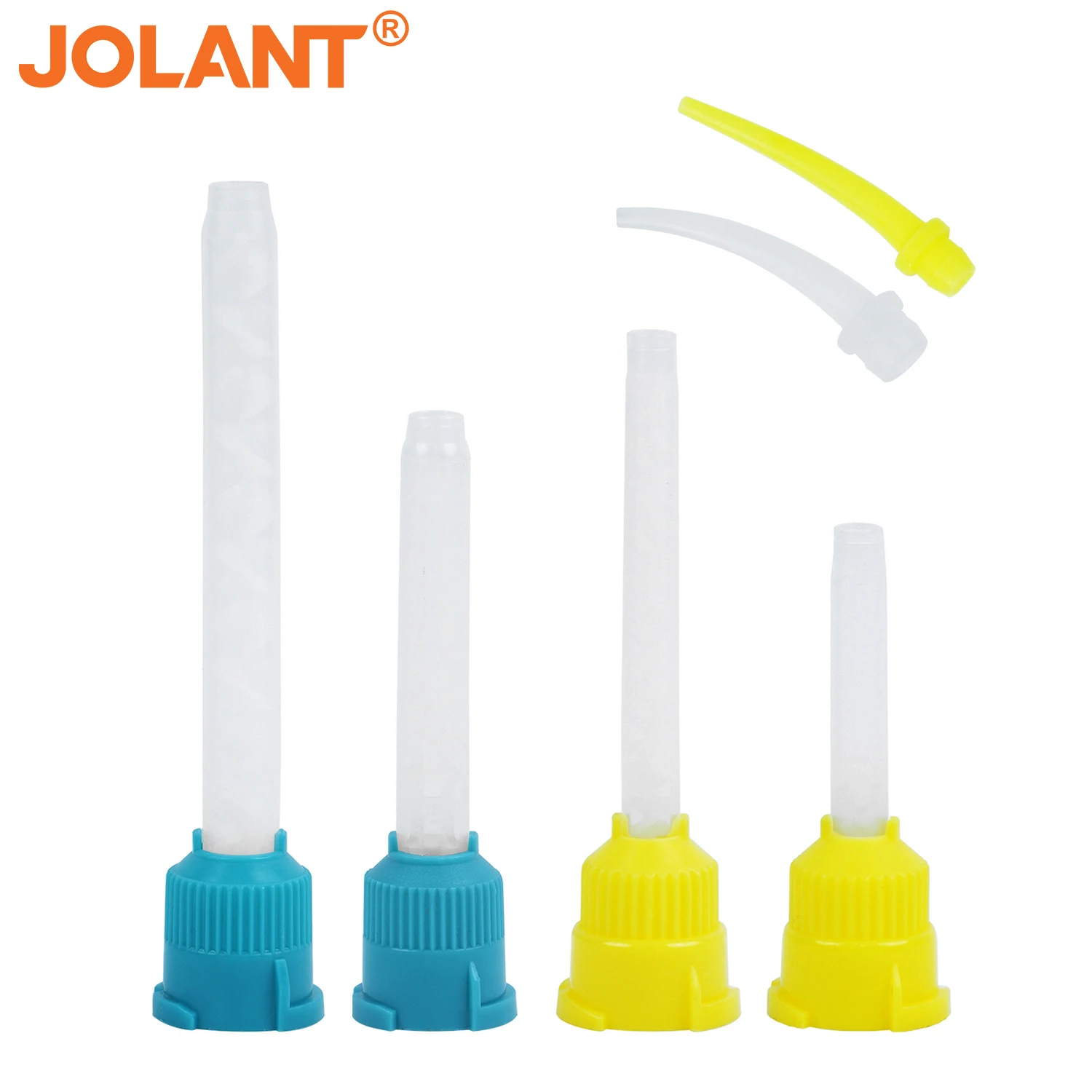 50 pièces/sac JOLANT embouts de mélange d'empreintes dentaires tête de mélange en caoutchouc de Silicone 1:1 buses d'empreinte de dentisterie Tubes de mélange jaunes