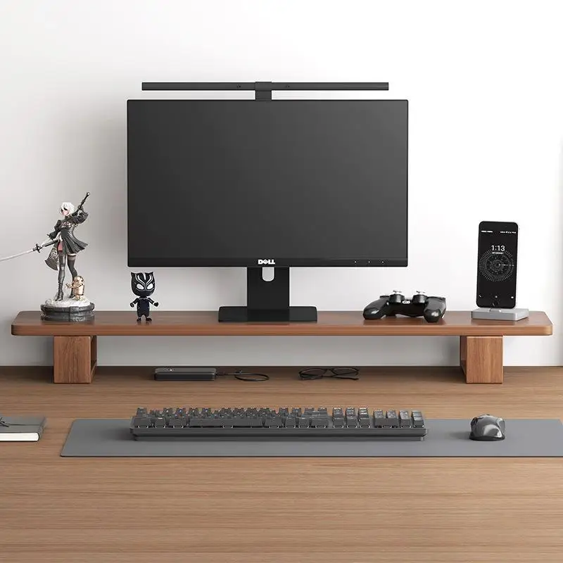 Desktop Computer Monitor Riser Real Wood Stand Elevate Screen Home Decorative Shelf Modern Simplicity Style Furniture