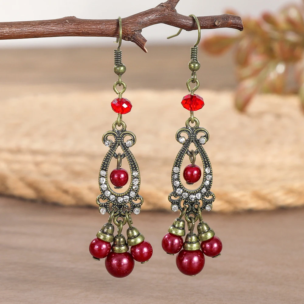 Women's Bohemian Earring Set, Multiple Pairs of Vintage Beaded Tassel Dangle Earrings Combo Pack, Ethnic Style Statement Earrings, for Daily/Party/Vacation Wear
