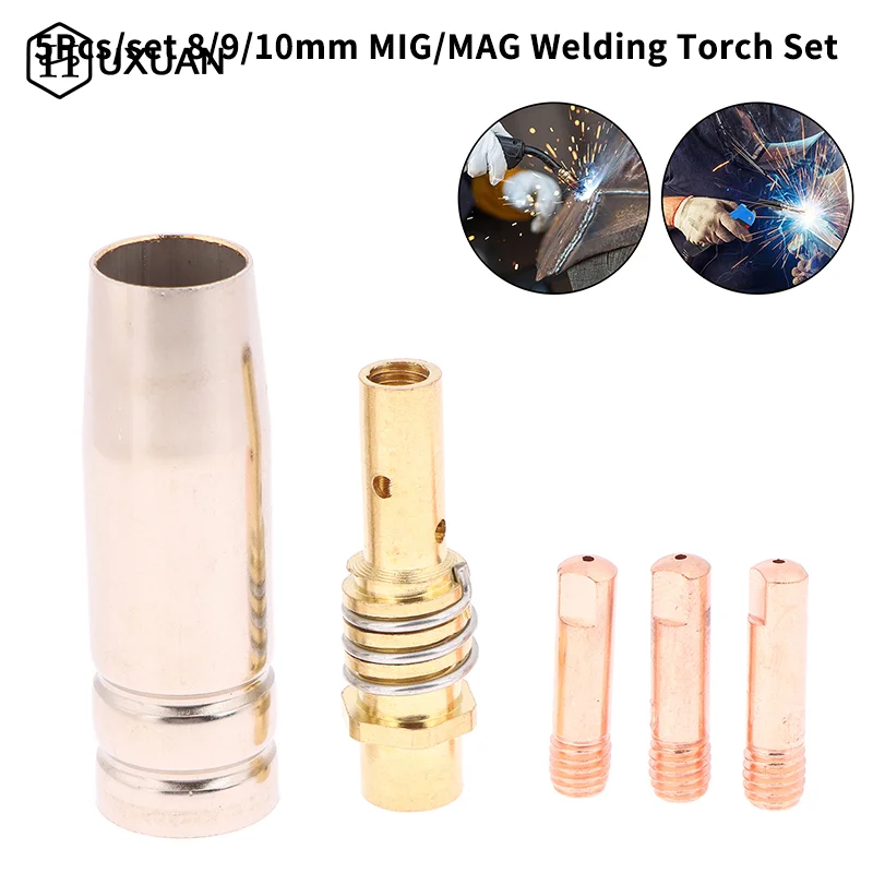 

5 шт./компл. 8/9/10 мм MIG/MAG сварочная горелка защитное сопло контактный наконечник расходные материалы держатель сварочной горелки 15AK паяльный инструмент