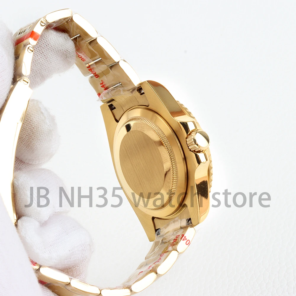 40MM NH35 Gold Watch Case Waterproof Solid Oyster Bracelet For SUB GMT NH34 NH35 NH36 Movement 28.5mm Dial Watch Accessories