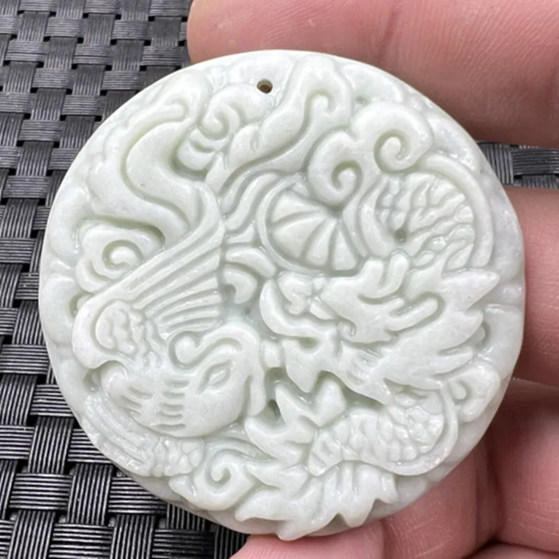 Guizhou Cui Prosperity Brought by the Dragon and the Phoenix Jade Pendant Lantian Jade Chinese Zodiac Dragon Pendant Happy Eyebr