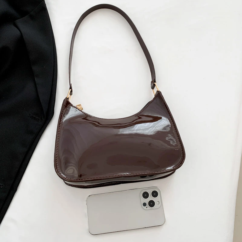 Patent Leather Solid Zipper Stitching Fashionable Shoulder Bag Simple Handbag 2024 Hot Sale Bags for Women Bolsas Femininas