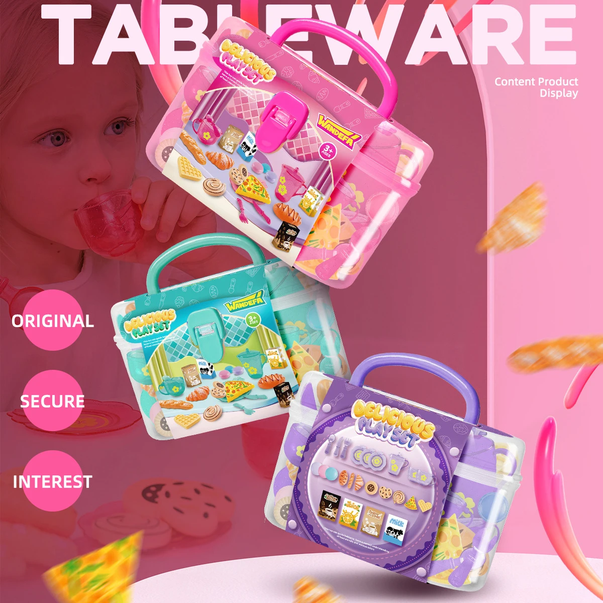 Maison de jeu pour enfants, jouet, ustensiles de cuisine simulés, thé de l'après-midi, nourriture réaliste, gâteau, Pizza, café, ensemble de jeu interactif pour filles