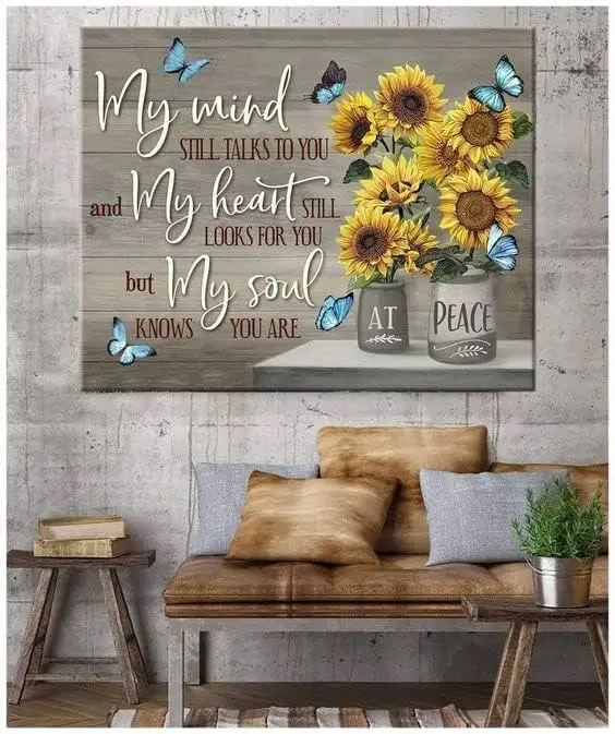 Metal Sign My Mind Sunflower Butterfly Vintage Kitchen Signs Wall Decor Aluminum Signs for Home Bars Pub Club Cafes Cave