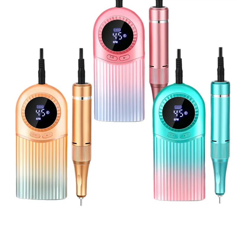 45000RPM Nail Drill Machine Electric Portable Nail File Rechargeable Nail Sander for Gel Nails Polishing for Home Manicure Salon