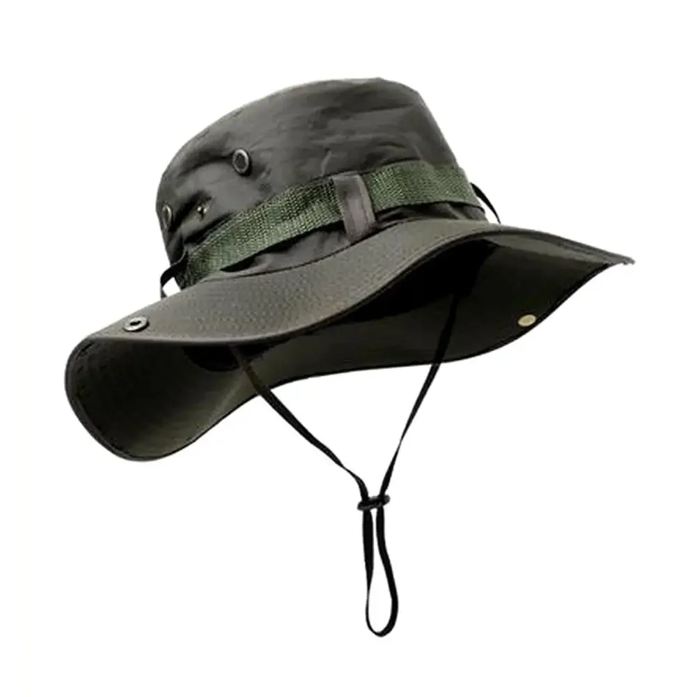 

Summer Men Bucket Hats Outdoor UV Protection Wide Brim Panama Safari Hunting Hiking Hat Mesh Fisherman Hat Beach Sunscreen Cap