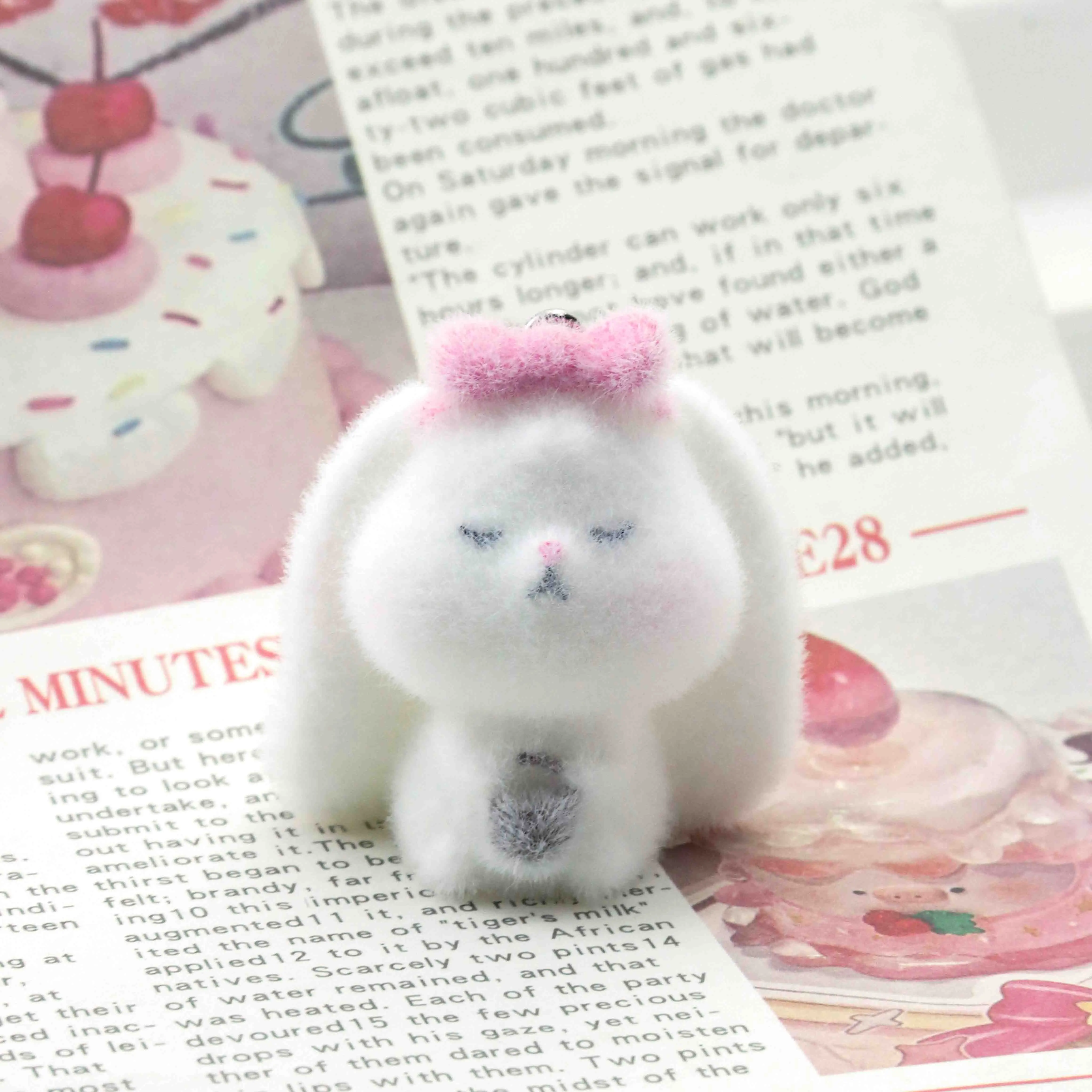 10pcs Resin Flocking Charms Bow Rabbit For Jewelry Making Bag Key Chain Desktop Small Pendant Decorative Ornaments Accessories