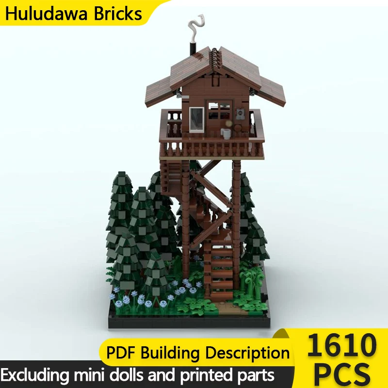 

City Street View Model MOC Building Bricks Fire Lookout Tower Modular Technology Children Holiday Gifts Assemble Toys Suit