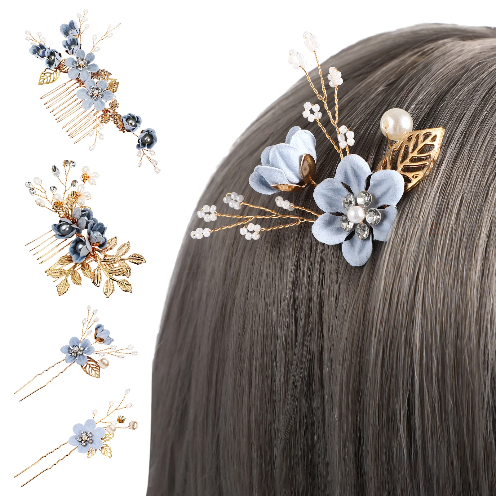 

2 Set Hair Clip Headgear Comb Pearls Combs Wedding Small Favors for Bridesmaids Bridal Headwear Jeweled Baby