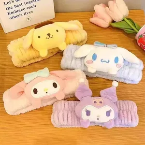 Sanrio Headband Kuromi Plush Scrunchie 만화 헬로 키트 달콤하고 귀여운 안티 슬립 헤어 밴드 헤드웨어 소녀 심장 장식 gif 12 최고의 판매 쿠 로미 귀 -11
