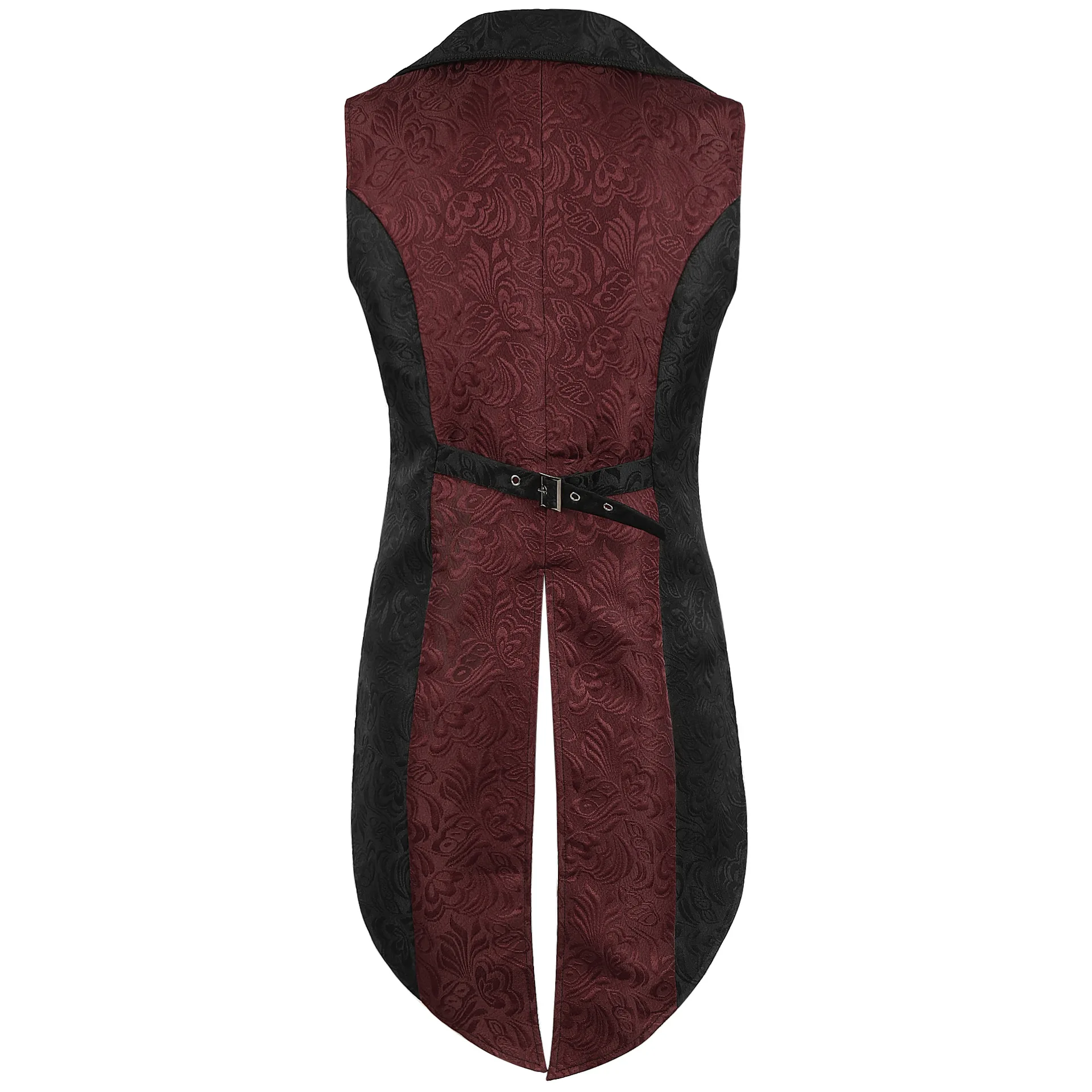 Costume da festa rinascimentale rosso medievale nobile slim fit cosplay gotico a coda di rondine gilet vittoriano jacquard frac