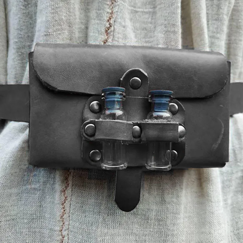 Medieval bruxa alquimista cinto bolsa de couro do plutônio poção garrafa titular saco viking cavaleiro cosplay traje renascentista festival adereços