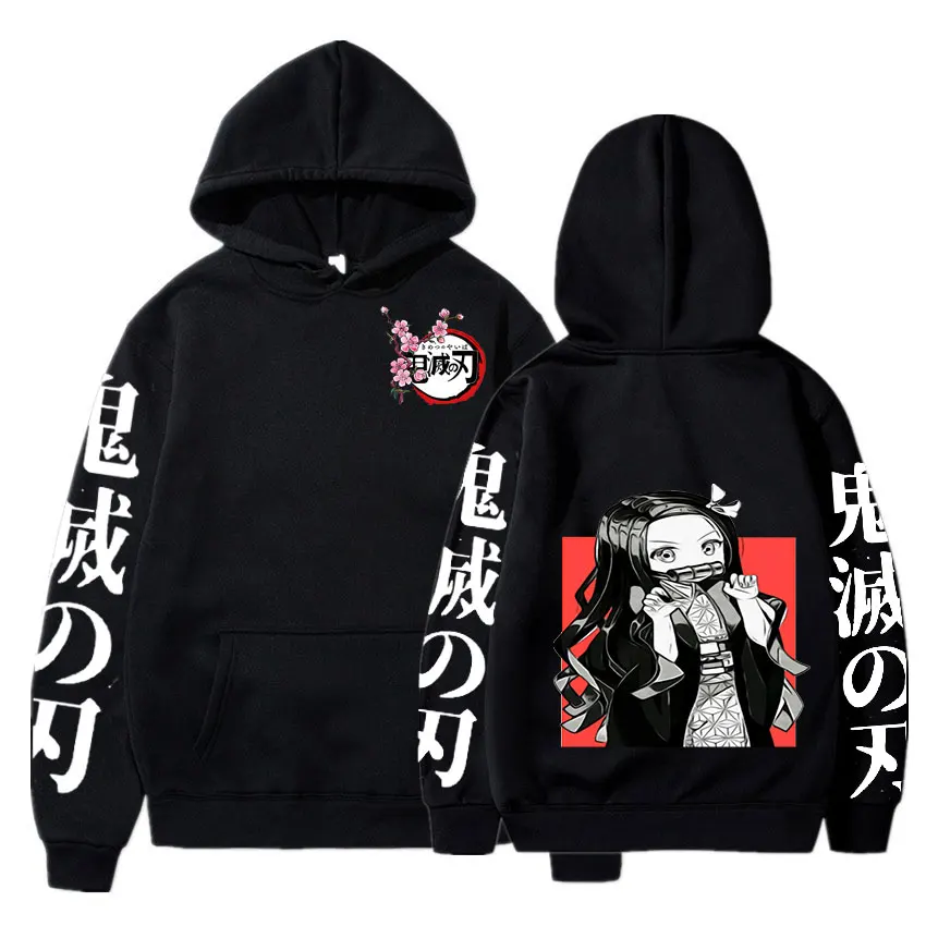 

Japanese Anime Demon Slayer Hoodies Harajuku Kamado Nezuko Printing Hooded Sweatshirt Streetswear Women Men Tops Long Sleeve