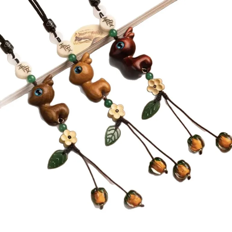 1pc New Wooden Deer Symbolizing Safety Car Decoration Pendant Harmless Material Rearview Mirror Pendant Car Interior Accessories
