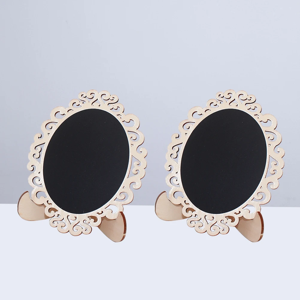 10Pcs Fashionable Hollow Flower Shape Mini Blackboard Wooden Chalkboard for Messages Notes Directions Instructions Reusable Eco