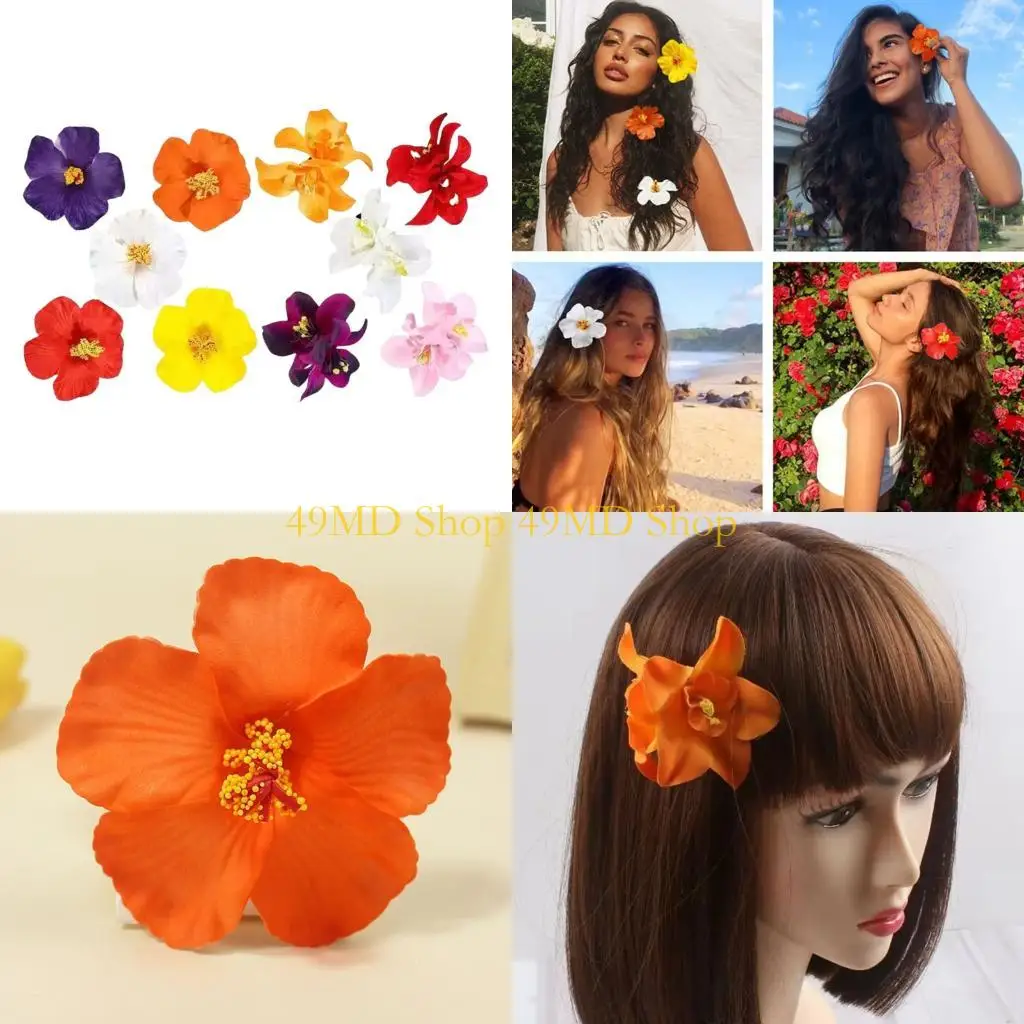 49md-10個-ハワイアン-スタイル-ヘアクリップ-鮮やかな花の装飾-パーティー-ウェディング-アクセサリー