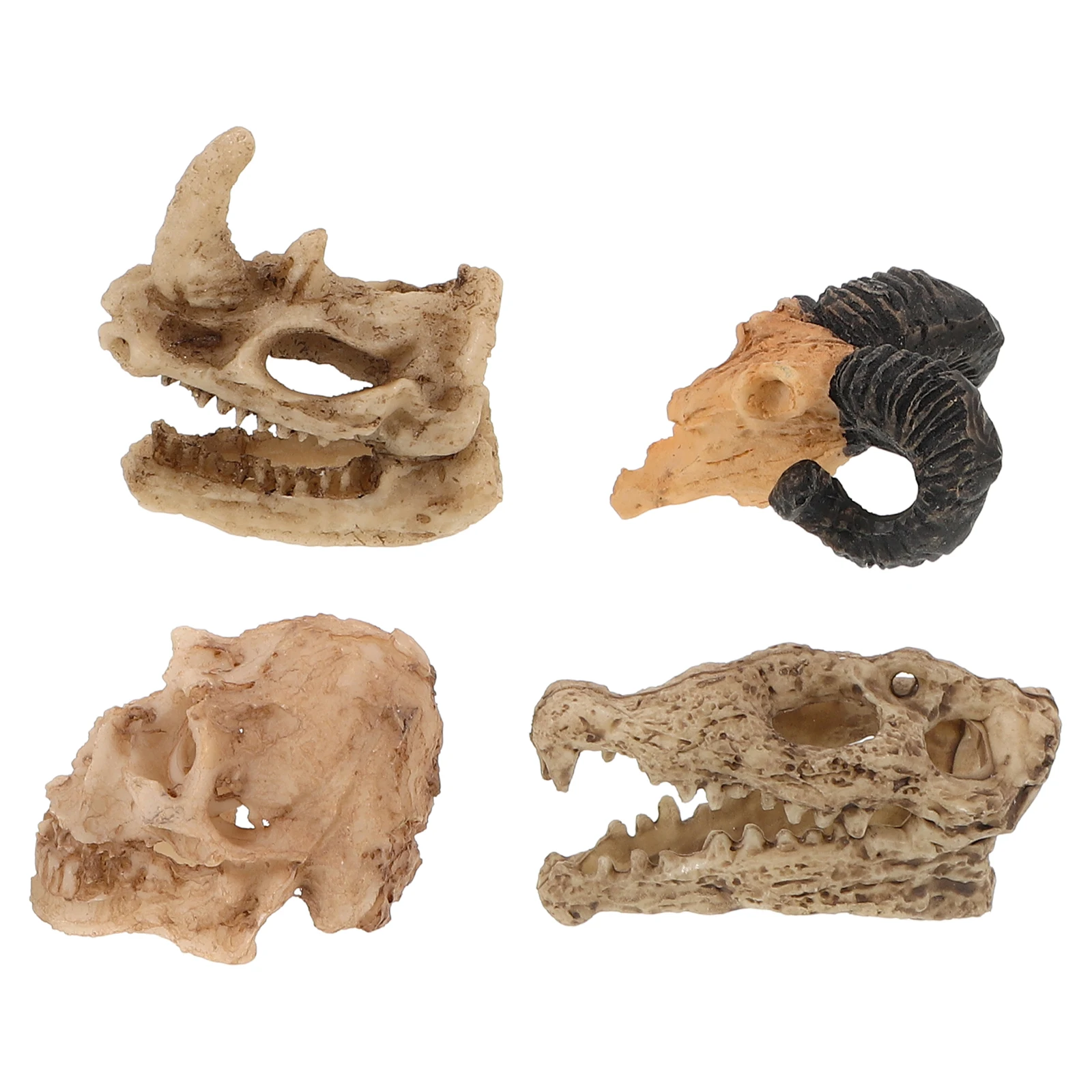 

4pcs Skull Head Statue Aquarium Fish Tank Ornament Reptile Decor Hiding Place For Frogs Lizards Tortoises Resin Turtle
